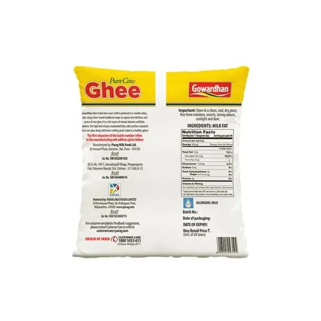 Gowardhan Premium Ghee-Tuppa, 500 ml Pouch-2.webp